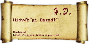 Hidvégi Dezső névjegykártya